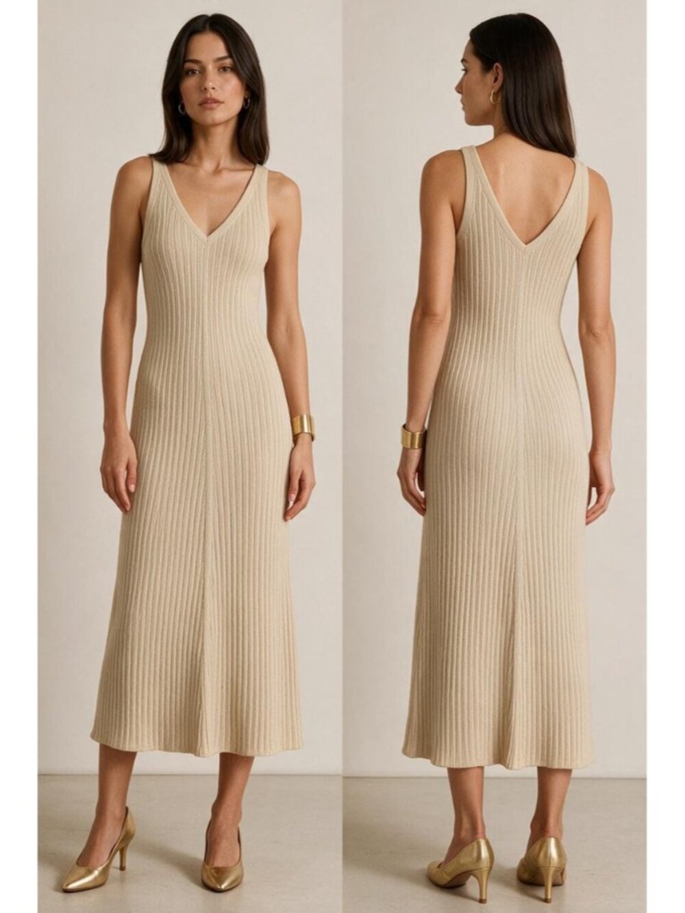 WORTH NEW YORK WOOL RIBBED KNIT EXPOSED-SEAM MIDI DRESS